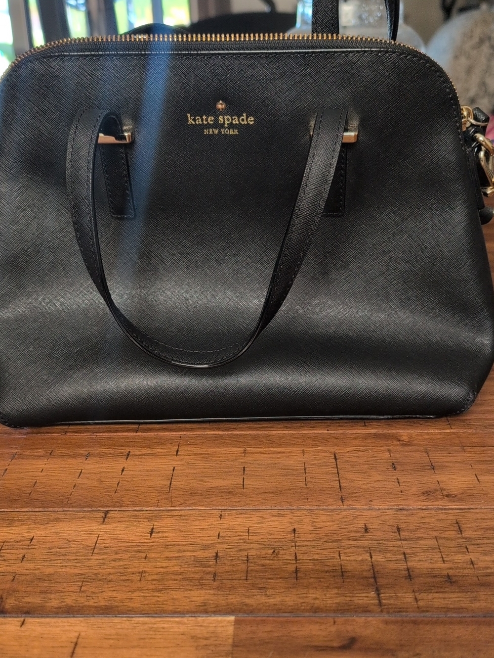 kate spade Black Saffiano Purse with Gold Hardware